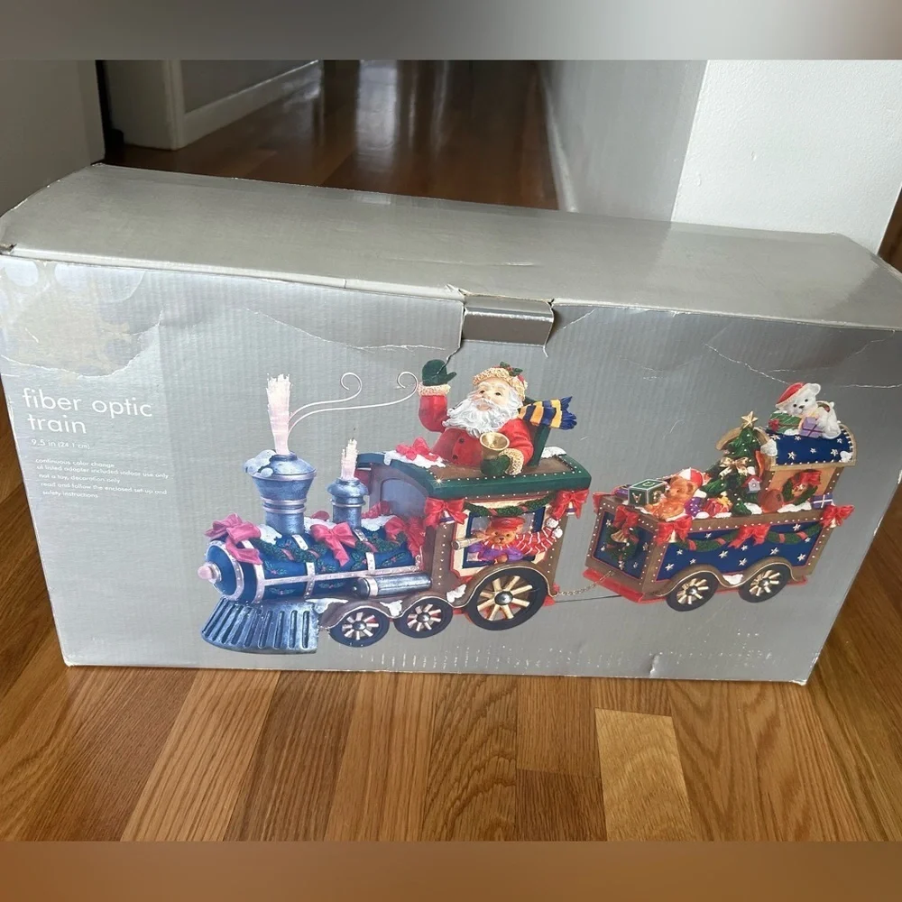 Vintage Target 2005 2-Pc Fiber Optic Santa Claus Christmas Train Color Changing